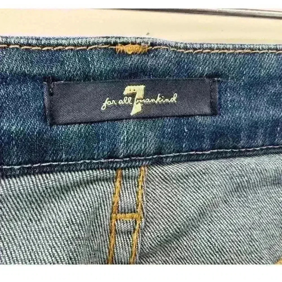 7 For All Mankind Women's Skinny Ankle Jeans Sz 28 Color Block Patch Distressed - Picture 4 of 7